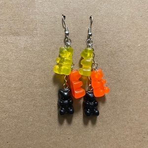NEW Flaming Gummy Bear Earrings HANDCRAFTED